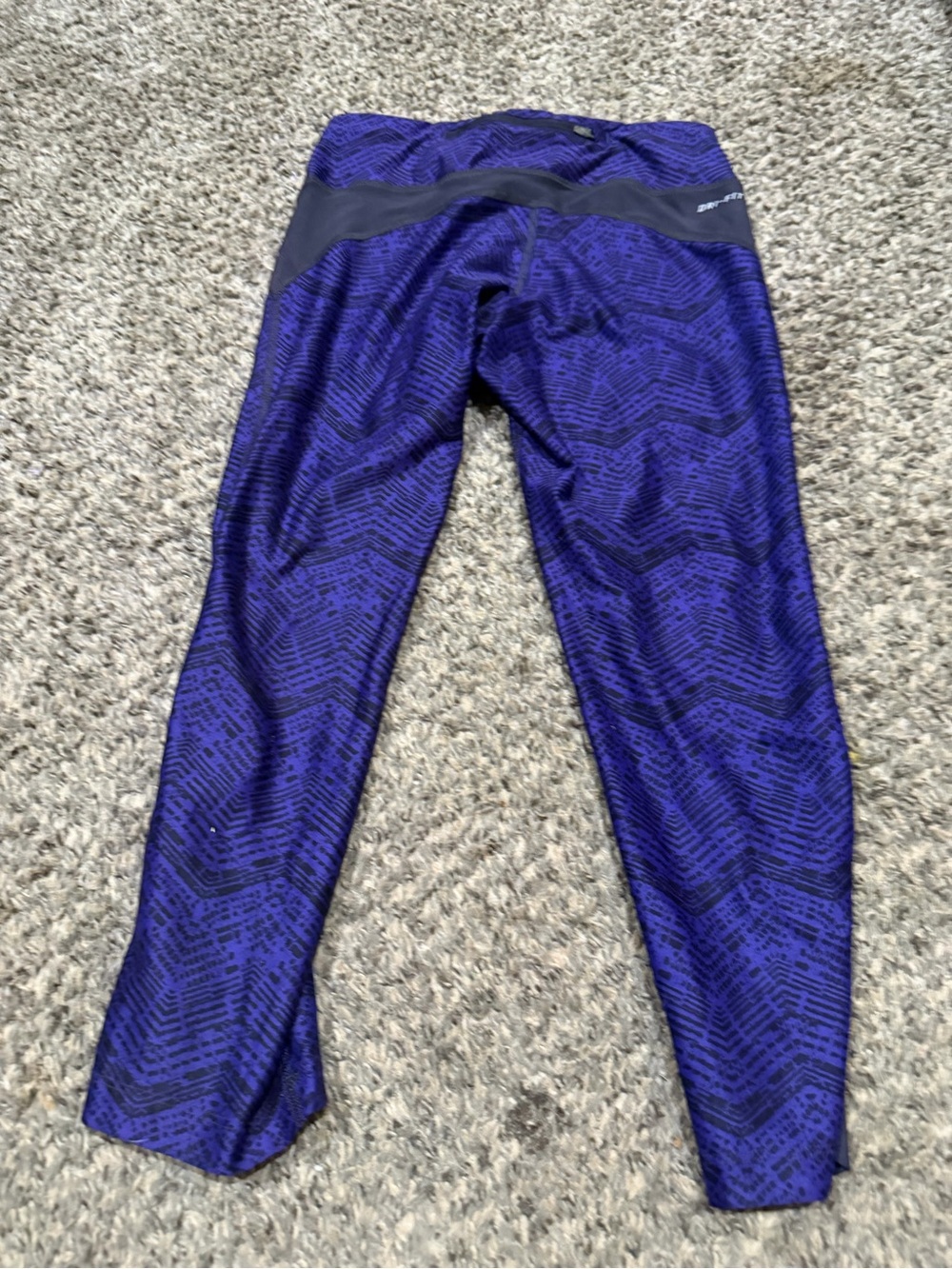 Nike Deep Purple Patterned Workout Leggings with Black Waistband